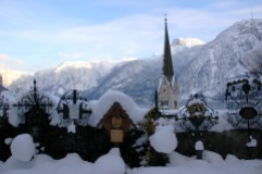 Snowy cemetery, Hallstatt, Austria